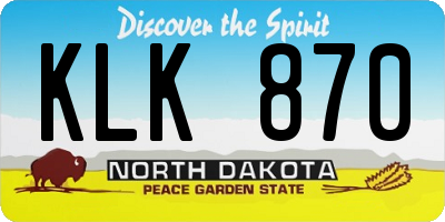 ND license plate KLK870