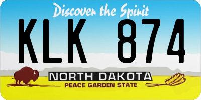 ND license plate KLK874