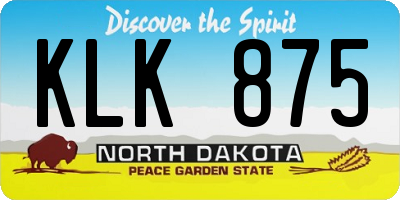 ND license plate KLK875