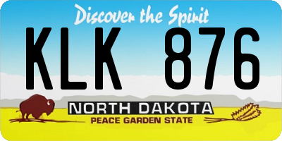 ND license plate KLK876