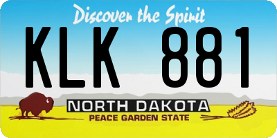 ND license plate KLK881