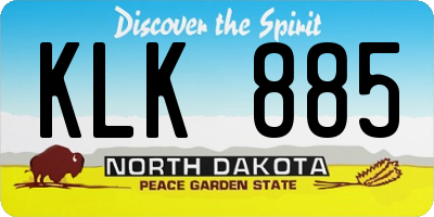 ND license plate KLK885