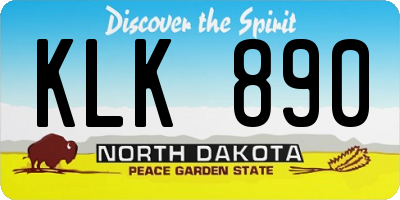 ND license plate KLK890