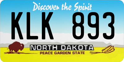ND license plate KLK893