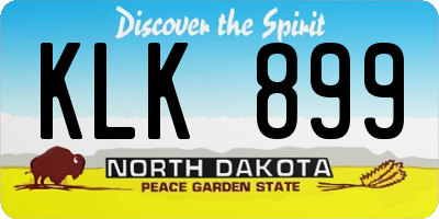 ND license plate KLK899