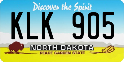 ND license plate KLK905