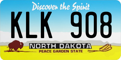 ND license plate KLK908