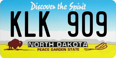 ND license plate KLK909