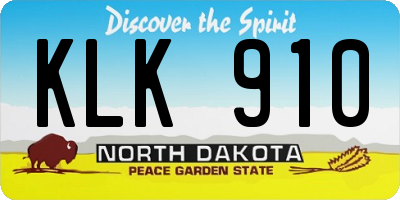ND license plate KLK910