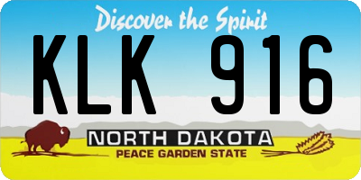 ND license plate KLK916