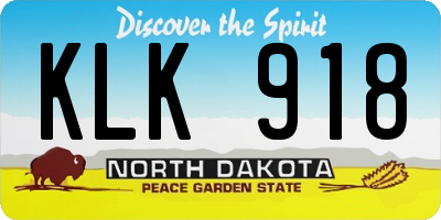 ND license plate KLK918