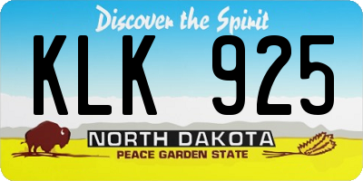 ND license plate KLK925