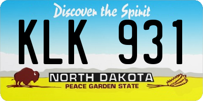 ND license plate KLK931