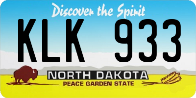 ND license plate KLK933