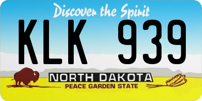 ND license plate KLK939