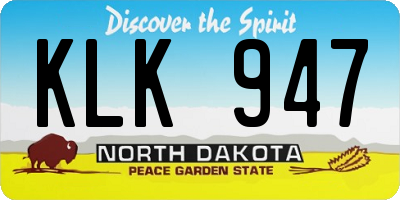 ND license plate KLK947