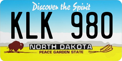 ND license plate KLK980