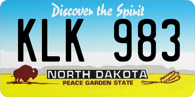 ND license plate KLK983