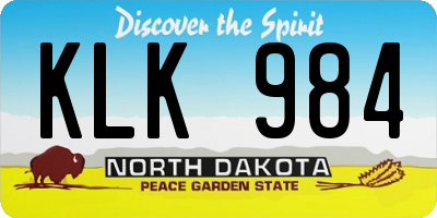 ND license plate KLK984