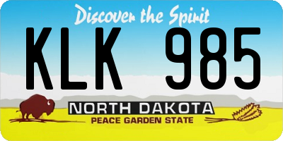 ND license plate KLK985