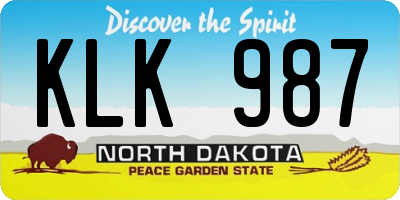 ND license plate KLK987