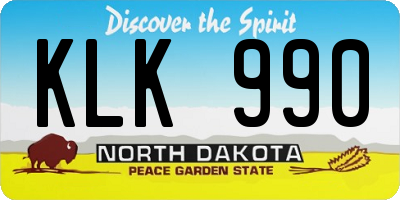 ND license plate KLK990