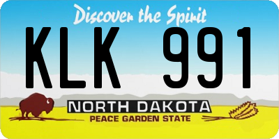 ND license plate KLK991
