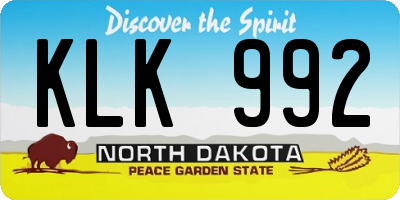ND license plate KLK992