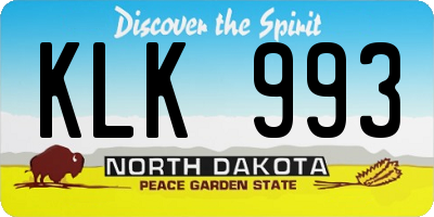 ND license plate KLK993