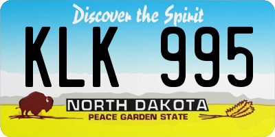 ND license plate KLK995