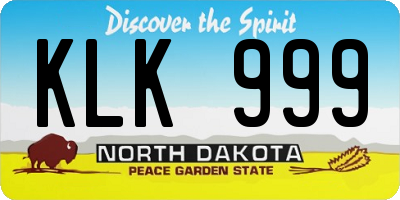 ND license plate KLK999