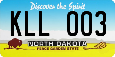 ND license plate KLL003