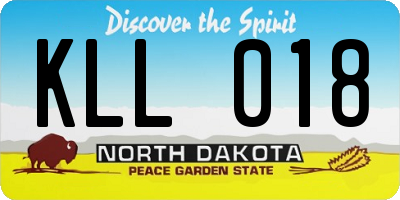 ND license plate KLL018