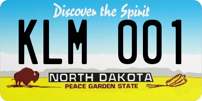 ND license plate KLM001