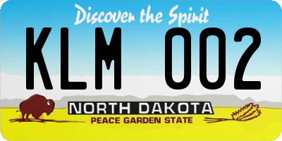 ND license plate KLM002