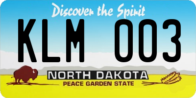 ND license plate KLM003