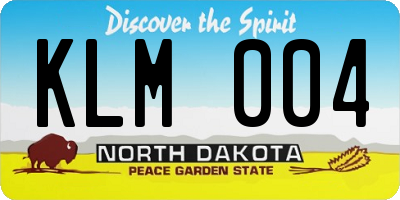 ND license plate KLM004