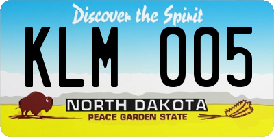 ND license plate KLM005
