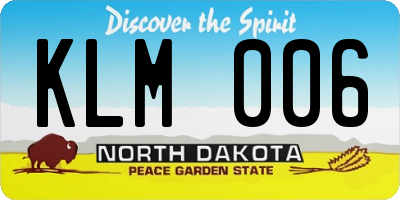 ND license plate KLM006