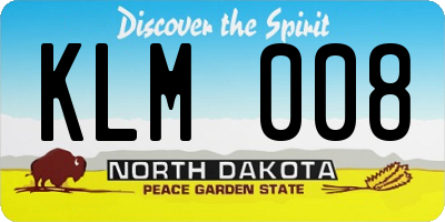 ND license plate KLM008