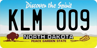 ND license plate KLM009