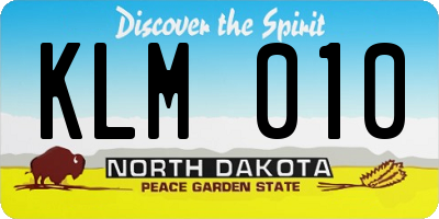 ND license plate KLM010