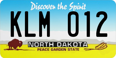 ND license plate KLM012
