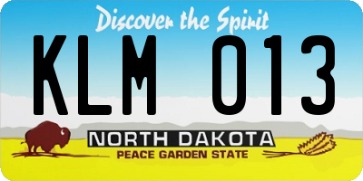 ND license plate KLM013