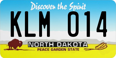 ND license plate KLM014