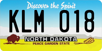 ND license plate KLM018