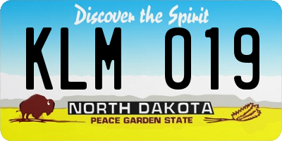 ND license plate KLM019