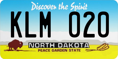 ND license plate KLM020
