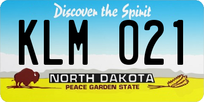 ND license plate KLM021