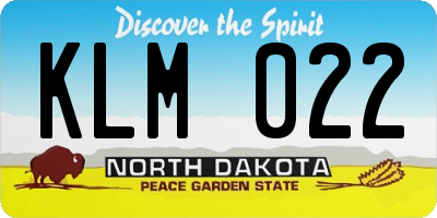 ND license plate KLM022